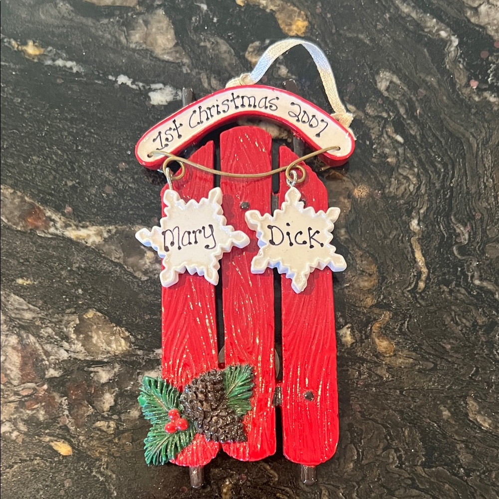 Red Holiday Sled Ornament